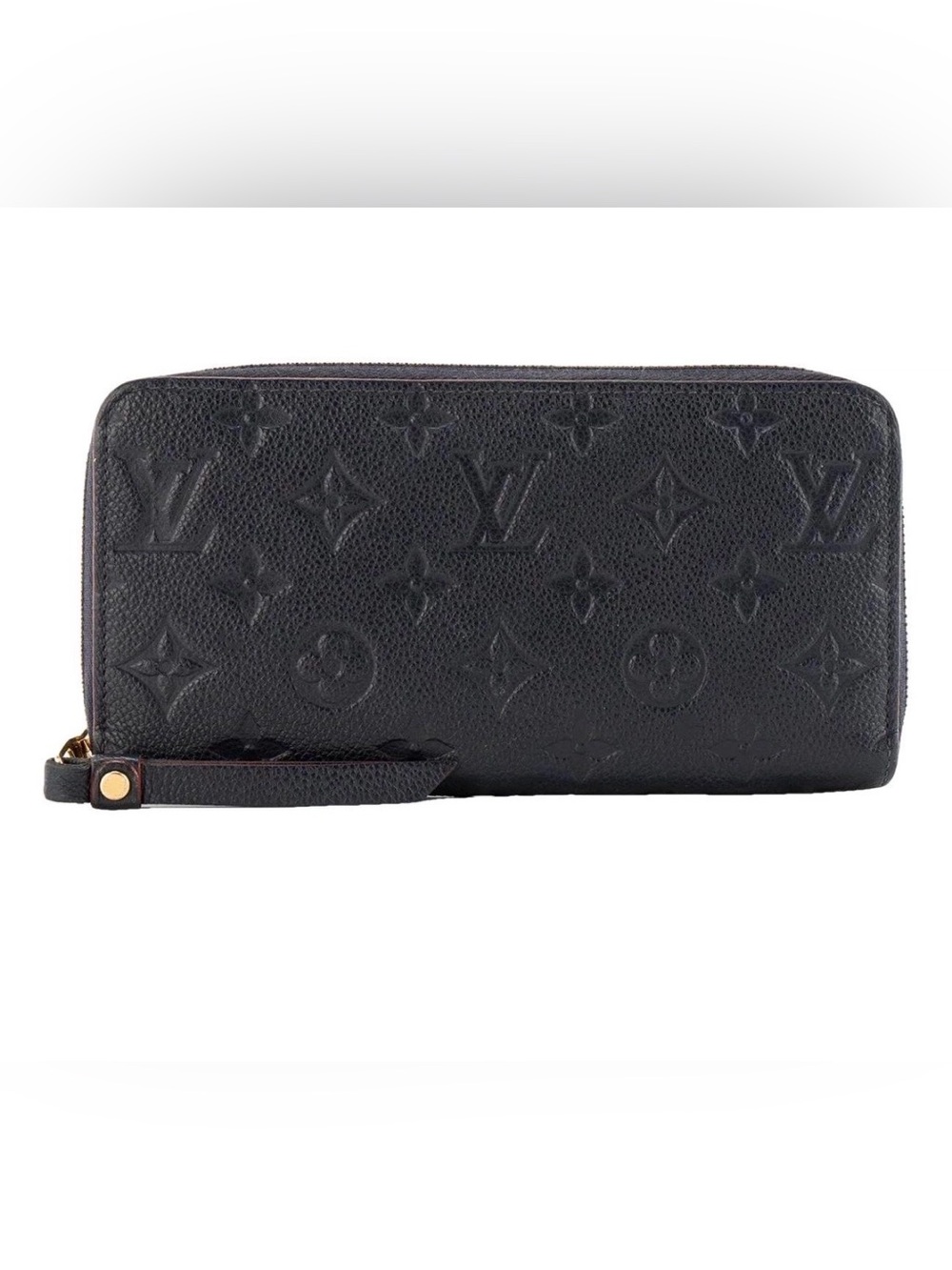 Louis Vuitton Navy Monogram Zip-Around Wallet with Gold Hardware